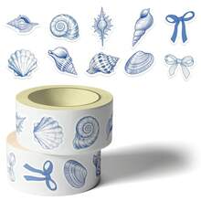 500PCS/Roll Ocean Sealing Sticker Blue Roll Decal DIY Luggage Phone Guitar Scrapbook Party Gifts School Supplies - 1 Set - View 3
