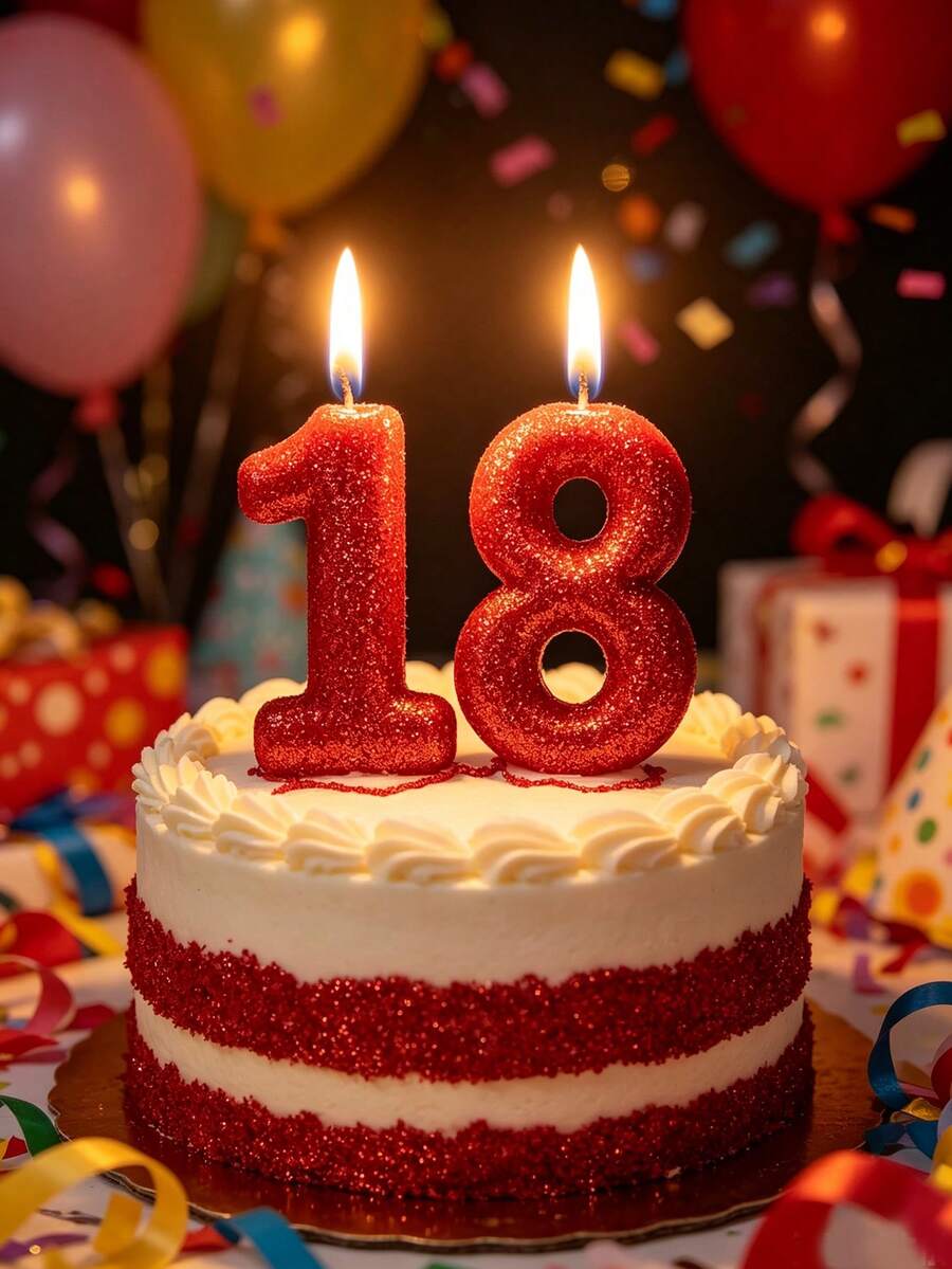Red Glitter Number 0-9 Birthday Party Cake Decoration Candles, Wedding Proposal Gift Anniversary Party Candles - View 1