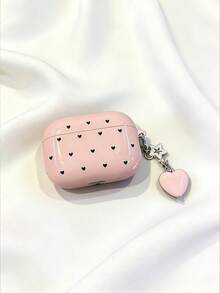 Heart Pattern Protective Case With Heart Pendant, Glossy Hard PC Material Shell, Suitable For AirPods 1/2/3/Pro/Pro 2, Anti-Drop Full Protection Earphone Case For Women And Girls - Multicolor - View 1
