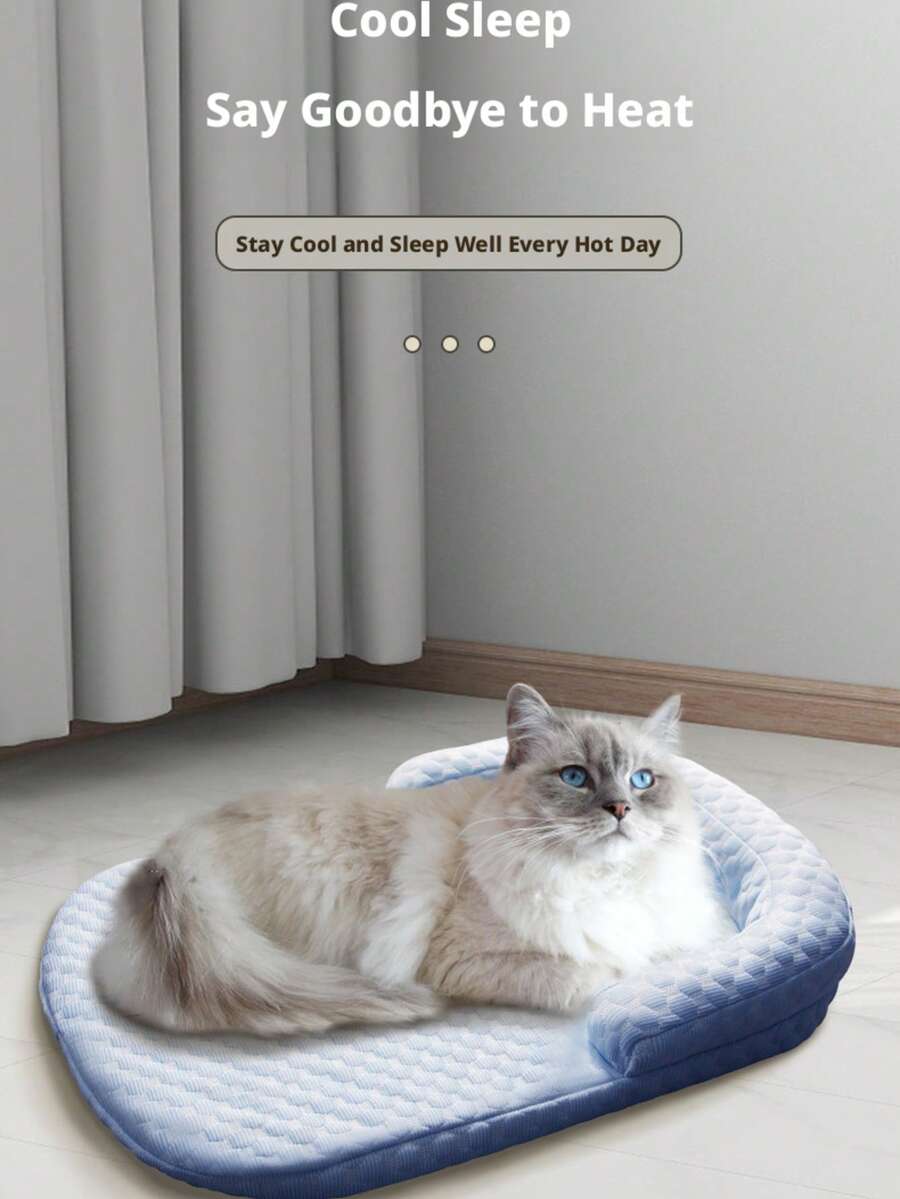 Summer Cool & Refreshing Pet Bed For Cats And Dogs, Breathable Dog Mat, 3D Cooling New Pet Ice Nest, Suitable For Small And Medium Dogs, Comfortable Pet Bed, Minimalist Design, Available In Silver, Light Blue, Mint Green, Ideal Gift For All Seasons - Baby Blue - View 1