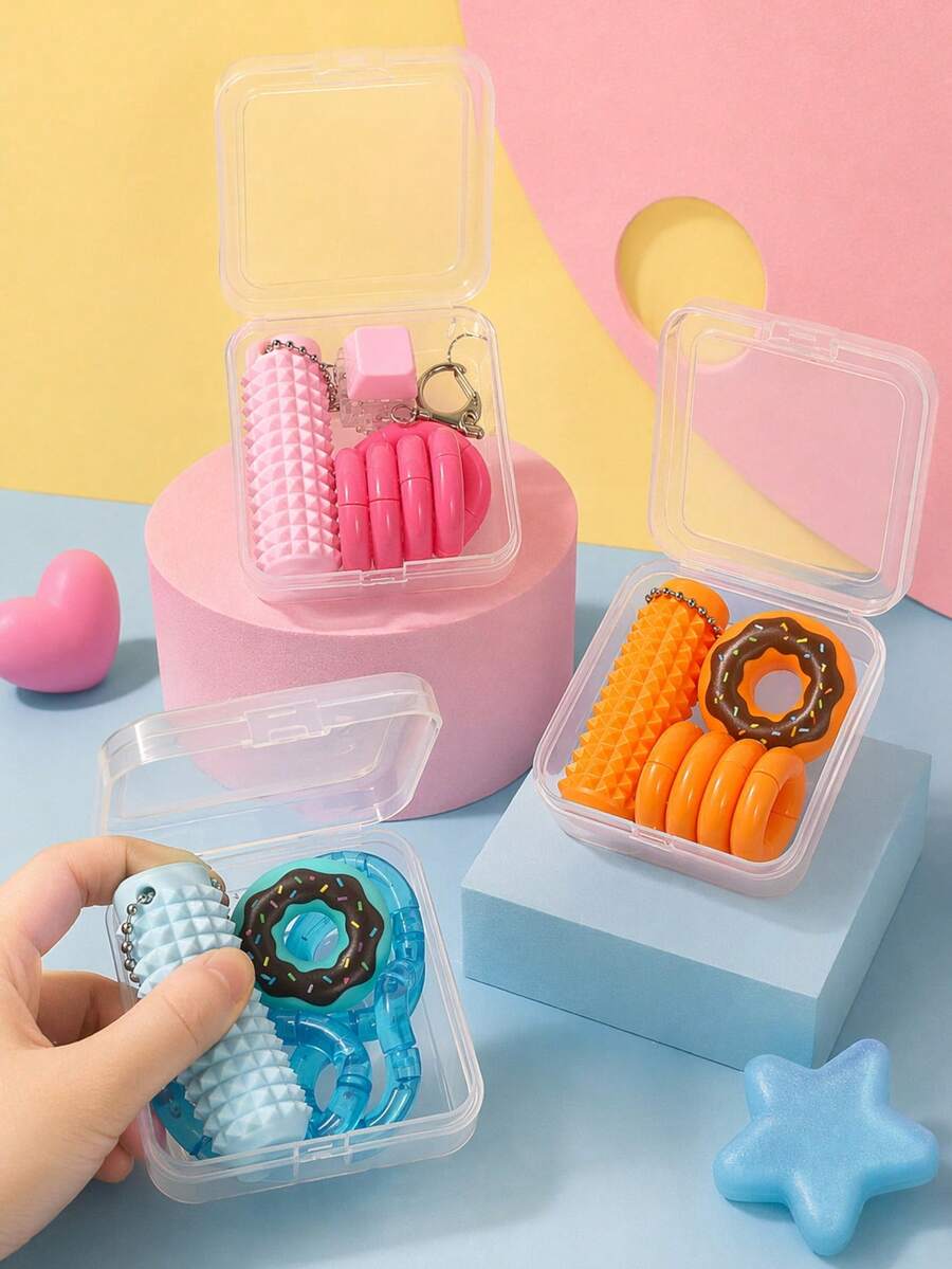 MINKOJA 1 Set Of Stress Relief Toys, Including Twist Fidget Toy, Finger Slider And Sensory Massager, ABS Material, Suitable For Office, Travel, Easter, Basket Filler, Unique Friend Gift