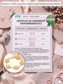 1 pieza Pulsera elegante de mujer con trébol de cuatro hojas de la suerte, diseño de lujo versátil para el Día de San Valentín, Día de la Madre, regalo del Día de la Madre - Plateado - Ver 2