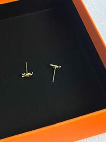 歐美時尚奢華雙G字母水鑽耳釘式耳環，復古優雅高端女款耳環 - 迷你字母耳環 - 查看 2