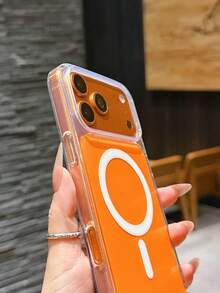 抗黃變壓克力手機殼搭配 TPU 邊框，防震防摔設計，適用於 Apple 17 16 15 14 13 12 11 Pro ProMax Plus 系列 - 橘色 - 查看 5