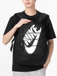 Nike Hayward Lace-Up Logo Fabric Sporty Backpack/Shoulder Bag, Regular Style, Unisex, Black - Black - View 1