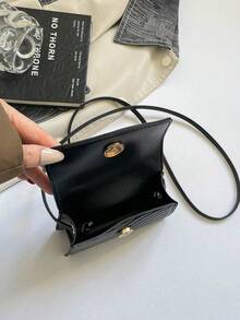 Butterfly Decor V-Shaped Quilted Mini Handbag, Elegant Solid Color PU Crossbody Bag With Handle, Women's Sweet Style Small Square Shoulder Bag, Suitable For Daily Use, Vacation Travel - Black - View 8