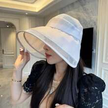1件女款貝殼帽，時尚百搭寬邊開頂帽，適合戶外旅行、徒步、騎行等多種場景，生日禮物、母親節、復活節、日 - 彩色 - 查看 10