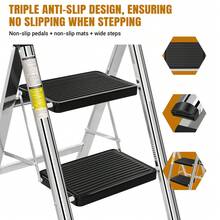 2 / 3 Step Ladder, Folding Step Stool With Anti-Slip Stable For Kitchen Home Adult, Double Side Folding Step Stool, 150KG Capacity Black - Stepladders - View 6