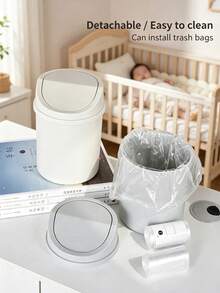 Mini Papelera de Escritorio de Plástico con Tapa Giratoria, 3 Colores Disponibles, Perfecta para Oficina en Casa, Cocina, Dormitorio, Tocador, Almacenamiento de Escritorio, Papelera Compacta, Contenedor de Basura Pequeño, Organizador de Basura Giratorio - Papeleras de los dormitorios - Ver 9