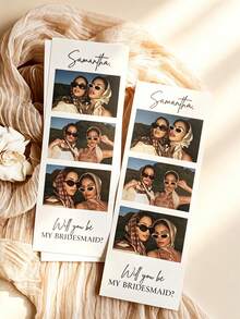 Kartu Undangan Bridesmaid Bergaya Foto yang Dapat Disesuaikan, Nama yang Dipersonalisasi, Desain Vertikal Putih Minimalis, Cocok Sebagai Kartu Hadiah untuk Mengundang Para Bridesmaid - MultiWarna - View 3