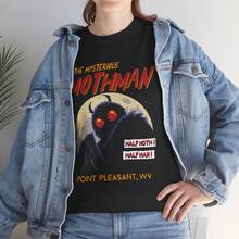 Mothman Cryptid T-Shirt Unisex Vintage Moth Man Tee - Black - View 4