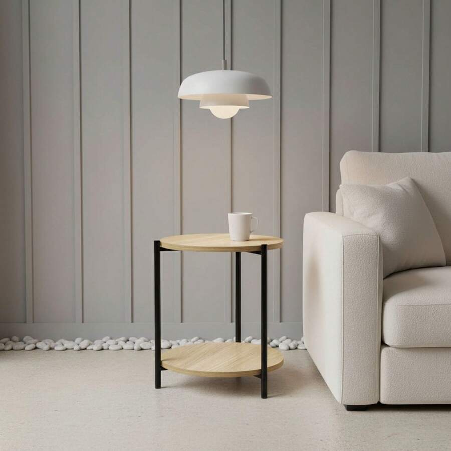 KIWI MOBLEKIT | Wooden And Metal Side Tables For Living Room Or Bedroom, Modern Functional Tables With Different Shapes And Heights, Fixed Or Folding Options For Home - 黑色 40x42 – 雙倍高度 - 查看 1