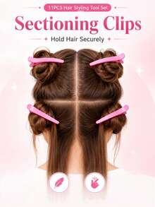 Hair Styling Tool Set (Includes Spray Bottle, Rat Tail Comb, Hairline Comb And Sectioning Clips) Lightweight Accessory Set, Suitable For Daily Updos, Buns, Sectioning And Smoothing Hairstyles - Pink - View 5