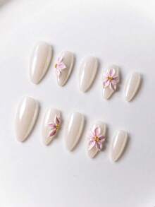 10 piezas de uñas postizas ovaladas con degradado, estilo minimalista versátil y cool girl - Multicolor - Ver 12