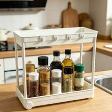 Under Sink Storage Rack, 2-Tier Bathroom Cabinet Organizer With Hooks, Multi-Purpose Storage Basket Shelf, Storage Rack, Home Storage Rack, Suitable For Kitchen, Living Room, Bedroom, Office, Commercial Restroom And Bathroom, Multi-Functional Storage Basket - View 13
