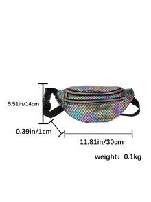 New Fashion Fish Scale Colorful Women's Waist Bag/Crossbody Bag/Chest Bag, New Waist Bag, One Shoulder Crossbody Bag, Fashion Chest Bag, Unisex, Suitable For Travel, Beach, Seaside, Cycling, Hiking, Outdoor Activities, Sports, Fitness, Travel Bag, Women's Essential Travel Waist Bag, Running, Hiking Waist Bag, Mother's Day Gift, Holiday Gift - Multicolor - View 9