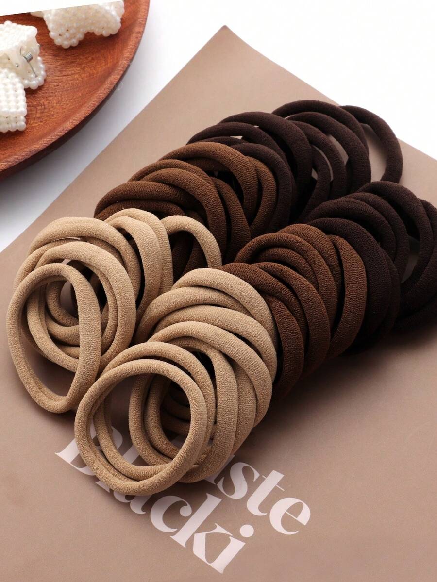 200/100/50/20Pcs Earth Tone Neutral Seamless Nylon Hair Ties, Large Capacity, High Elasticity, Non-Damaging, Thick Soft Ponytail Hair Bands, Suitable For Women, Teenagers, Adults, Dark Hair, Thick Hair, Curly Or Straight Hair, Strong Elastic Hair Accessories, Fitness, Sports, Yoga, School, Office, Anti-Slip Hair Ties, Ideal Holiday Gift, Mixed Colors Randomly Shipped