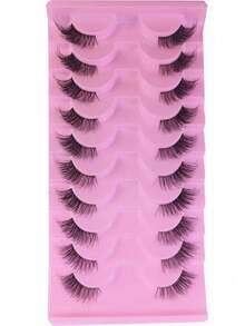 10 Pairs 3D Faux Mink False Eyelashes Natural Long Full Strip Half Eye Lashes Clear Band Short Faux Mink Eyelashes Makeup Lashes Thick Lashes - Black - View 11