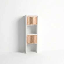 KIWI MOBLEKIT | Wooden Shelves For Storage And Decoration, Cube Or Rectangular Models With Door Or Drawer Options, Modern Auxiliary Furniture For Living Room, Bedroom Or Office - 四格書架 30x29x116 公分 白色 - 查看 7