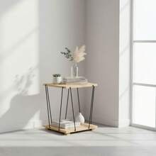 KIWI MOBLEKIT | Wooden And Metal Side Tables For Living Room Or Bedroom, Modern Functional Tables With Different Shapes And Heights, Fixed Or Folding Options For Home - 山毛櫸木邊桌,黑色,31.8x31.8x38.5厘米 - 查看 4