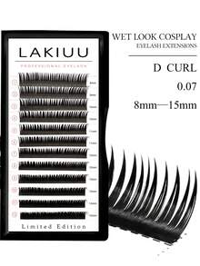LAKIUU 12 Rows D Curl Pointed Flower-Shaped False Eyelashes, Pointed Fairy Eyelashes, DIY Wet Makeup Effect Cosplay Eyelashes, Grafted Cluster Dense Eyelashes, Length 8-15mm - D - View 4