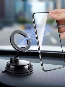 2026 New Adjustable Foldable Large Suction Cup Magnetic Car Phone Holder, Strong Magnetic Adsorption, 360° Rotation, Vacuum Suction Cup Installation On Dashboard, Suitable For Bathroom Tiles And Glass Surfaces, ABS Material, Round, Car Accessories, Fashion Design | Father's Day/Valentine's Day PS: Only Supports Installation On Smooth Surfaces - Multicolor - View 8