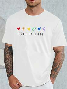 Men T Pride Love Rainbow Print Sports Casual Round Neck Outdoor Short Sleeve T-Shirt T Men's T-Shirt - White - View 1