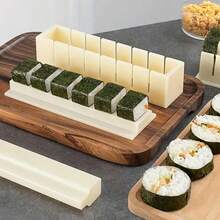 3件組壽司模具套裝 DIY壽司製作模具 海苔飯捲模具 壽司捲飯捲模具 飯捲材料 便當配件 家用廚房工具 - 米色 - 查看 5