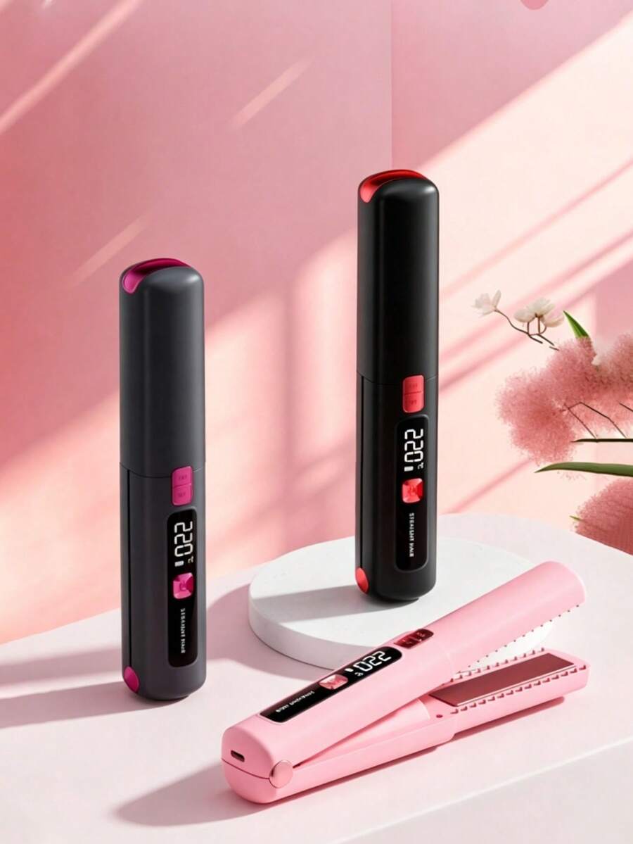 Mini USB Rechargeable Curling Iron, Negative Ion Hair Care, LED Digital Temperature Control Up To 320°C, Portable Travel & Dorm Use, Essential Tool For On-The-Go Hair Styling