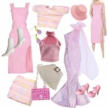 Multi-Piece Luxury Doll Clothing Sets, Designed For Fashionistas, Paired With Exquisite Accessories, Suitable For Various Occasions. Fits 11.5-12 Inch Dolls, 1/6 BJD Doll Clothes, Shoes, Hats, Bags, Earrings, Necklaces, Can Be Used As Holiday Gifts. - Multicolor - View 16