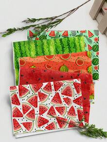 1pc New Watermelon Print Quilted Polyester Fabric, Soft Slightly Stretchy, Pre-Cut 50x145/100x145/145x200cm, DIY Craft Fabric For Garment Making Doll Clothes Quilting Gift Wrapping Sewing Projects, Hand Wash Only - 06 Watermelon - View 1