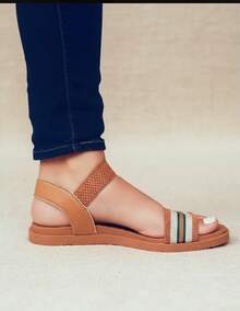 ALLEAN Women's Flat Sandal With Elastic - BK ELASTIC CARAMEL - View 2