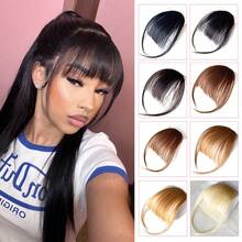 Human Hair Air Bangs With Sideburns Natural Black Color Bangs Clip In Hair Extension Beginner Friendly Real Easy To Wear Clip On Fringe Bangs With Nice Net - Multicolor - View 2