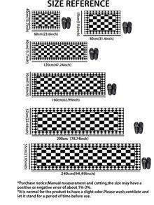 Vintage Black & White Checkerboard Pattern 3.5mm Kitchen Rug, Absorbent Non-Slip Cuttable, Entryway Mat Indoor Bathroom Mat, Covers Kitchen Bathroom Entrance Laundry Room Outdoor Garden - Multicolor - View 3