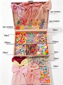1158Pcs Girls Hair Accessories Set, Cute Bow Star Rhinestone Butterfly Hair Clips Elastic Hair Ties Heart Flower Mini Claws Daily Birthday Party Gift - Multicolor - View 11