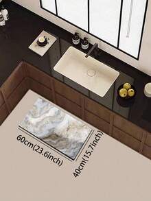 1pc Luxury Gold Foil Ink Wash Marble Print 3.5mm Soft Rubber Indoor Mat, Dirt-Resistant Anti-Fatigue, Small Rug Bathroom Mat Outdoor Door Mat, Suitable For Kitchen, Bathroom, Laundry Room, Living Room, Garden - Multicolor - View 17