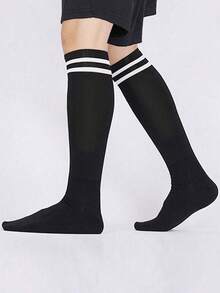 1 Pair 8-14 Years Old Children Knee-High Football Socks, Moisture-Wicking Breathable Striped Long Tube Sports Socks, Suitable For, First Day Of School - Multicolor - View 3