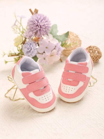 1 Pair 0-1 Years Old Infant Hook And Loop Soft Sole Sports Shoes Walking Shoes