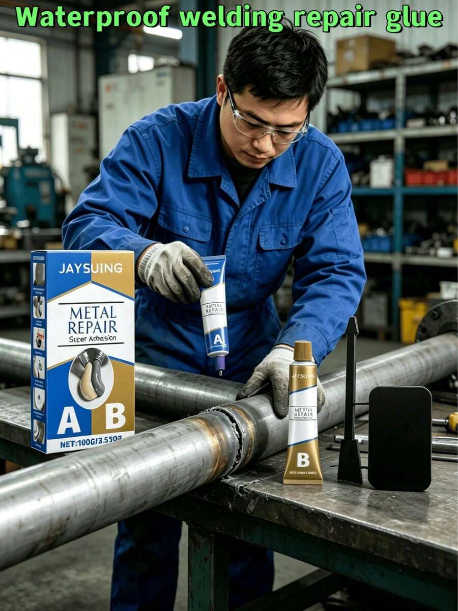 100g Waterproof Welding Repair Glue Box, Cast Iron Sealant AB Adhesive, Leak Sealing And Plugging Agent, Metal Bonding, High Temperature Resistant, Strong Weld-Free Repair Glue For Cast Iron Water Tank And Radiator Cracks