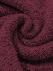 Sylvia Women's Autumn/Winter Solid Color Minimalist Basic Button-Up Round Neck Slimming Loose Knit Cardigan, Gentle Daily Commute - Burgundy - View 8