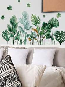 1pc Fresh Tropical Monstera Leaf Green Plant Wall Decor Sticker, Removable Room Wall Decal For Bedroom, Living Room, Entryway - 1PC - View 3