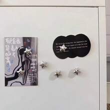 6/12pcs Silver Star Fridge Magnets, Cute Decorative Magnetic Stickers For Kitchen, Office Whiteboard, Storage Cabinet, Dishwasher And Refrigerator, Kitchen Decor, Home Decor, Mother's Day Gift - Five-pointed Star - View 5