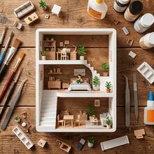 Miniature Scene Decoration Storage Rack, Realistic Miniature Display, Storage Shelf Decor, DIY Miniature Model Props, Model House Bathroom Scene Furniture, Living Room Scene, Bedroom Scene Decoration Display, Etc. Dollhouse Miniature Furniture - A - View 2