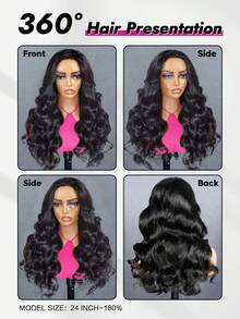 ISEE New Invisible Hairline Half Wig, Wavy Curl, 180% Density, 14-16 Inch Bob Length, 18-28 Inch Regular Length, Reversible, Glueless Wear, Suitable For Beginners, Natural Color, Natural Hair, Women's Wig - SNatural - View 4