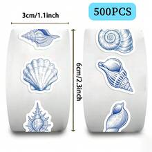 500PCS/Roll Ocean Sealing Sticker Blue Roll Decal DIY Luggage Phone Guitar Scrapbook Party Gifts School Supplies - 1 Set - View 13