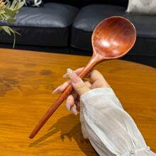 Large Wooden Soup Spoon With Long Handle, Wooden Rice Spoon For Eating, Wooden Spoon For Eating Luosifen, Wooden Spoon - Maroon - View 9