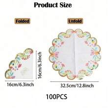 20/40/60 Pcs Spring Floral Butterfly Gold Embossed Napkins With Scalloped Edges Disposable Elegant Cocktail Napkins For Birthday Spring Tea Party Decor Wedding Decor - Multicolor - View 6