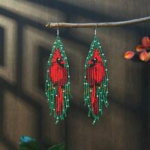 AHAYA Bohemian Beaded Bird Pattern Long Tassel Earrings, Seed Beads Handmade Glass Bead Jewelry, Suitable For Daily Wear And Gifts - Bird - View 14