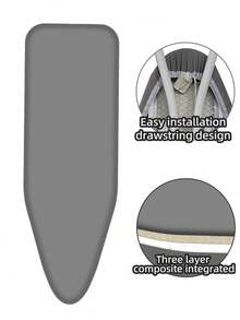 Ironing Board Cover Replacement Cloth, Heat-Resistant 3-Layer Composite Thickened Cotton Fabric, Non-Fading Drawstring Cover For Home Ironing Board - (Three-layer Composite High-temperature Resistant Fabric) Gray - View 16
