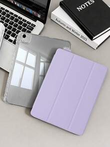 1件透明壓克力三折式紫色平板保護殼，適用於 iPad Mini6/Mini7/10.2/10.5/Air4/Air5/10.9/Pro11 吋/10代/12.9/Air 11吋(M2)-2024/Air 13吋(M2)-2024/Pro 11吋(M4)-2024/Pro 13吋(M4)-2024/Air 13(M3 2025)/Air 11吋(M3) 2025/(A16) 11吋 11代 2025 機型 - 紫羅蘭色 - 查看 3